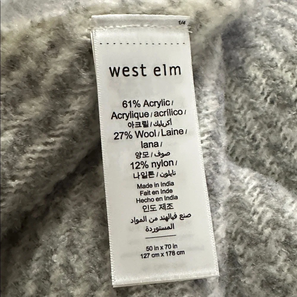 West Elm Wool Blend Gray/ Cream Color Throw Blanket